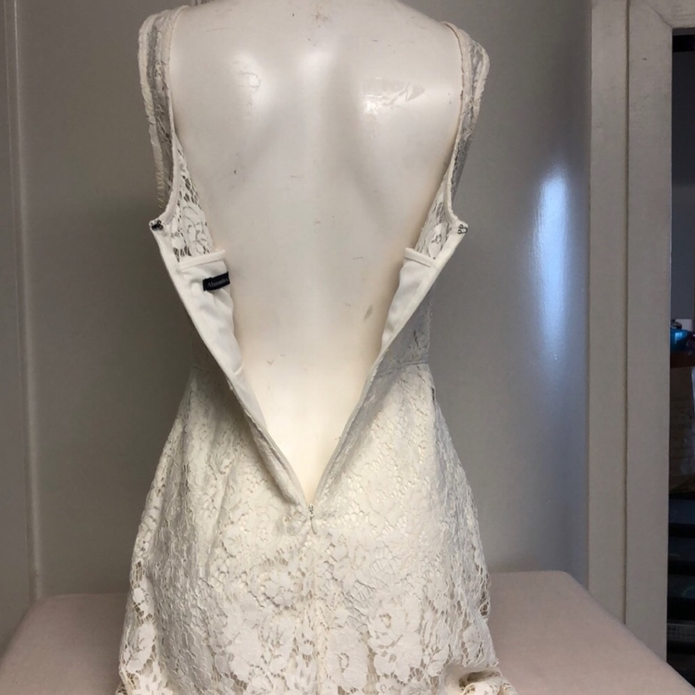 ABERCROMBIE & FITCH Ivory Eyelash Lace Sweetheart Neckline Sleeveless Dress XS - Picture 8 of 13